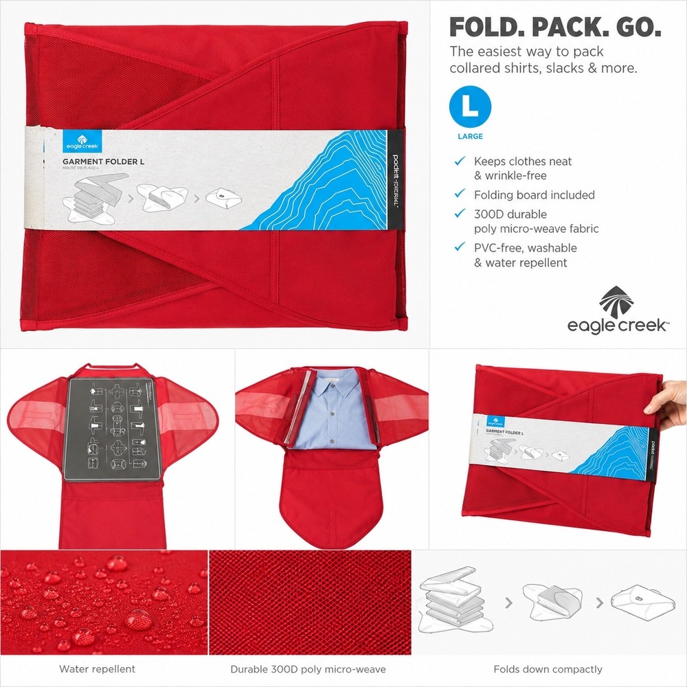 NEW Pack-It Garment Folder L Eagle Creek Red Fire Travel Organizer EC041191
